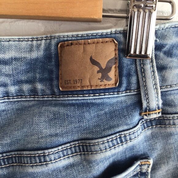 aeo midi shorts distressed stretchy denim coastal cowgirl size 0 - Picture 3 of 9